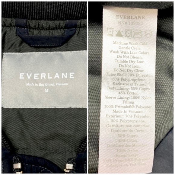 EVERLANE Filled Zip up Bomber Jacket in Black Size M NWOT - Picture 6 of 9